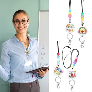  Ремешки для учителей для удостоверений личности и ключей Симпатичный силиконовый ремешок из бисера для женщин
