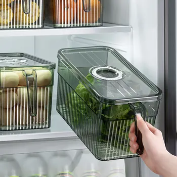  Ручка холодильника Еда ПЭТ Коробка Холодильник Контейнер для хранения свежих продуктов Трекер даты Пластиковый резервуар для хранения Шкаф Органайзер