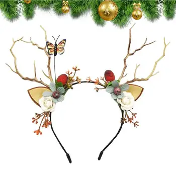  Светящиеся повязки на голову Оленьи рога Головной убор Светодиодные светящиеся рождественские повязки на голову Аксессуар для волос Праздничный головной убор Выдвижной обруч для волос