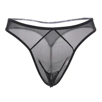  Сексуальные мужские стринги, ультратонкая прозрачная сетчатая пряжа, нижнее белье с низкой талией, сексуальное нижнее белье, брюки искушения T