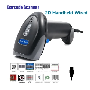 Сканер штрих-кода 1D 2D QR Проводной портативный матричный датчик данных PDF417 Считыватель штрих-кода USB Высокоскоростной портативный для оплаты в магазине и супермаркете