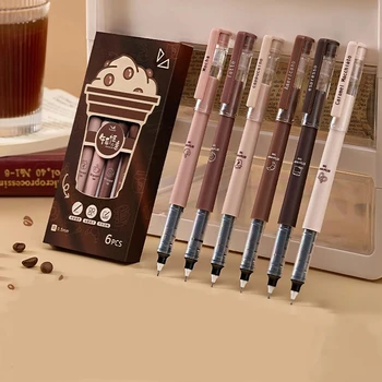  Упаковка из 6 коричневых гелевых ручек - наконечник 0,5 мм, быстросохнущие чернила, большая емкость, подходит для написания подписей
