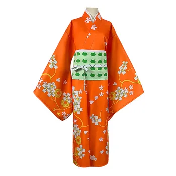 Хиёко Сайондзи Оранжевое кимоно Косплей Костюм Хэллоуин