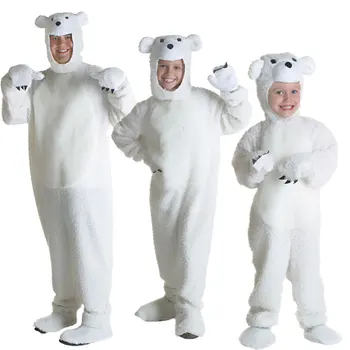 Хэллоуин Костюм Детский день Сценическое представление Косплей Дети Взрослый Белый Медведь Белый Медведь Милая одежда для родителей и детей