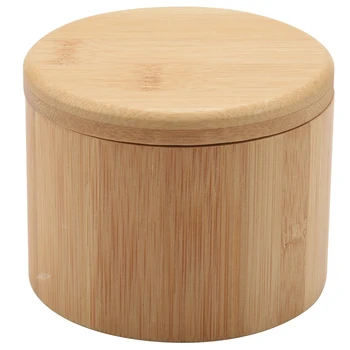 Ящик для соли, бамбуковый ящик для хранения с магнитной поворотной крышкой, выгравированная на крышке надпись 