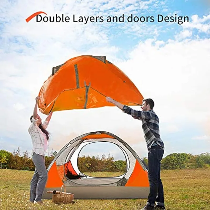 BISINNA 4 человека Кемпинг Палатка Легкая туристическая палатка Водонепроницаемая ветрозащитная двухдверная Простая установка Двойные наружные палатки